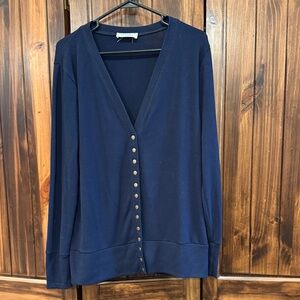 Zenana Outfitters Navy Snap-Front V-Neck Cardigan